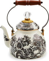 2-Quart Enamel Tea Kettle, Cute Tea Kettle for Stovetop, Sterling English Garden
