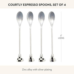 Espresso Spoon Set, Cute Coffee Spoons and Teaspoons, Set of 4, Black-and-White Courtly