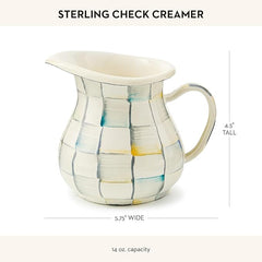 Enamel Creamer, Creamer Dispenser with Pour Spout, Kitchen Enamelware, 14-Ounce Capacity, Gray-and-White Sterling Check