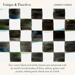 Enamel Two-Tier Sweet Stand, Two-Tiered Serving Tray for Dessert, Black-and-White Courtly Check