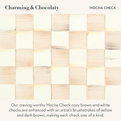 Enamel Tea Kettle, Stylish Tea Kettle for Stovetop, Brown-and-White Mocha Check, 2 Quarts