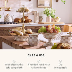 Three-Tier Sweet Stand, Tiered Serving-Tray Stand, Brown-and-White Mocha Check