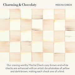 Enamel Two-Tier Sweet Stand, Two-Tiered Serving Tray for Dessert, Brown-and-White Mocha Check