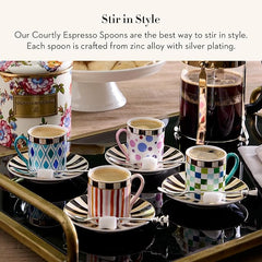 Espresso Spoon Set, Cute Coffee Spoons and Teaspoons, Set of 4, Black-and-White Courtly