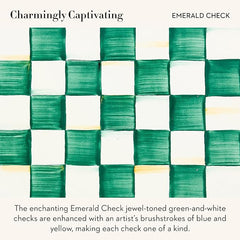 Enamel Whistling Tea Kettle, Decorative Teapot for Stovetop, Green-and-White Courtly Check