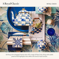 Enamel Lidded Sugar Bowl, Small Serving Bowl with Lid, 10-Ounce Capacity, Blue-and-White Royal Check