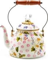 Enamel Tea Kettle, Cute Kitchen Kettle for Stovetop, 2-Quart Capacity, Pink Wildflowers