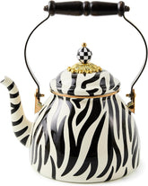 Enamel Tea Kettle, Cute Tea Kettle for Stovetop, 2 Quarts, Zebra