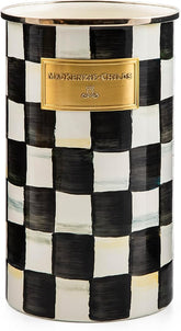 Enamel Utensil Holder, Kitchen Utensil Holder for Countertop, Storage Caddy, Black-and-White Courtly Check