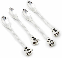 Espresso Spoon Set, Cute Coffee Spoons and Teaspoons, Set of 4, Black-and-White Courtly