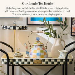 Enamel Tea Kettle, Cute Tea Kettle for Stovetop, 2 Quarts, Confetti Check