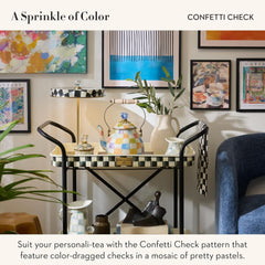 Enamel Tea Kettle, Cute Tea Kettle for Stovetop, 2 Quarts, Confetti Check