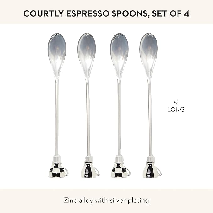 Espresso Spoon Set, Cute Coffee Spoons and Teaspoons, Set of 4, Black-and-White Courtly