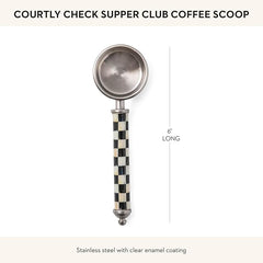 Supper Club Coffee Scoop, Cute Measuring Scoop for Coffee or Tea Leaves, Coffee-Bar Accessory, Black-and-White Courtly Check