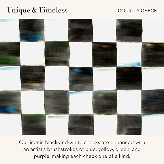 Small Enamel Canister, Kitchen Storage Container for Flour and Sugar, 1.13 Liters, Black-and-White Courtly Check