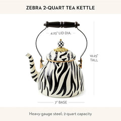 Enamel Tea Kettle, Cute Tea Kettle for Stovetop, 2 Quarts, Zebra
