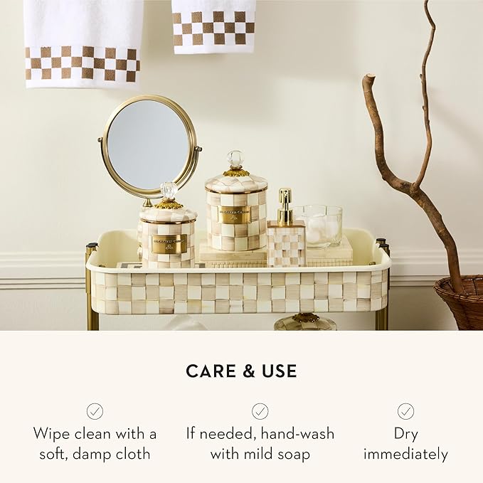 Demi Enamel Canister, Kitchen Storage Container with Lid, Brown-and-White Mocha Check