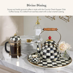 Supper Club Coffee Scoop, Cute Measuring Scoop for Coffee or Tea Leaves, Coffee-Bar Accessory, Black-and-White Courtly Check