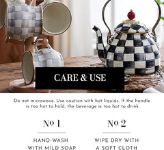 Enamel Mug, Cute Enamelware Coffee and Tea Mug, Unique Drinkware, 16 Ounces, Gray-and-White Sterling Check, Set of 4