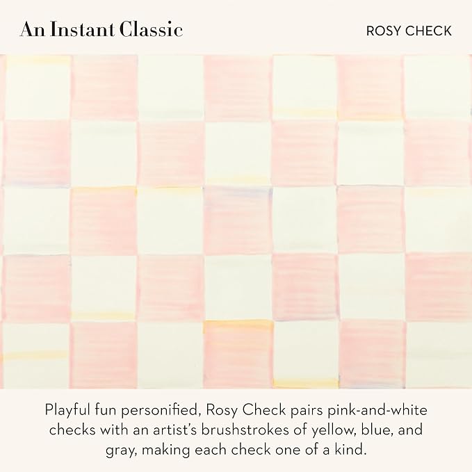 Enamel Tea Kettle, Stylish Tea Kettle for Stovetop, Pink-and-White Rosy Check, 3 Quarts