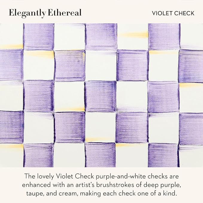 Enamel Whistling Tea Kettle, Decorative Teapot, 2 Quarts, Purple-and-White Violet Check