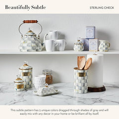 Enamel Creamer, Creamer Dispenser with Pour Spout, Kitchen Enamelware, 14-Ounce Capacity, Gray-and-White Sterling Check