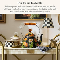 Enamel Tea Kettle, Cute Tea Kettle for Stovetop, 2 Quarts, Poppy