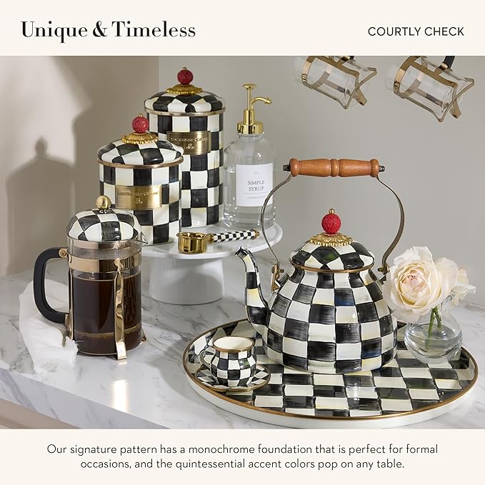 Supper Club Coffee Scoop, Cute Measuring Scoop for Coffee or Tea Leaves, Coffee-Bar Accessory, Black-and-White Courtly Check