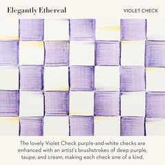 Enamel Utensil Holder, Stylish Kitchen Countertop Organizer, Purple-and-White Violet Check