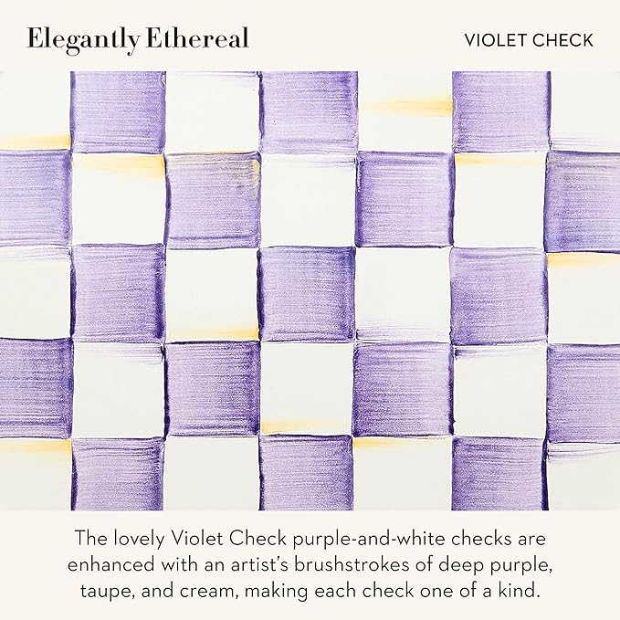 Enamel Tea Kettle, Decorative Tea Kettle for Stovetop, 3 Quarts, Purple-and-White Violet Check