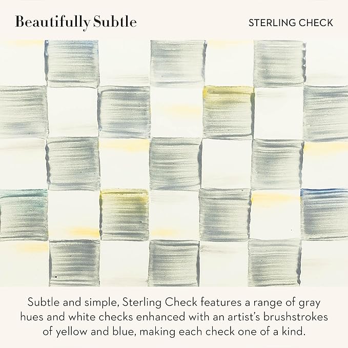 Three-Tier Sweet Stand, Three-Tiered Serving Tray for Dessert and Sweets, Gray-and-White Sterling Check