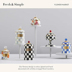 Enamel Squashed Pot, Cute Enameled Container with Lid, 20 Ounces, White Flower Market