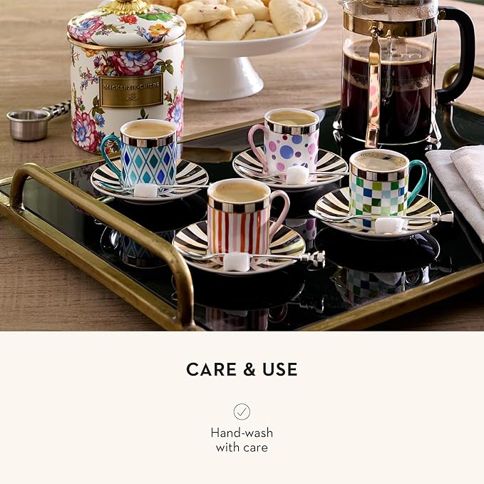 Sweetheart Espresso Cup and Saucer Set, Cute Porcelain Espresso Cups and Saucers for Coffee, Set of 4