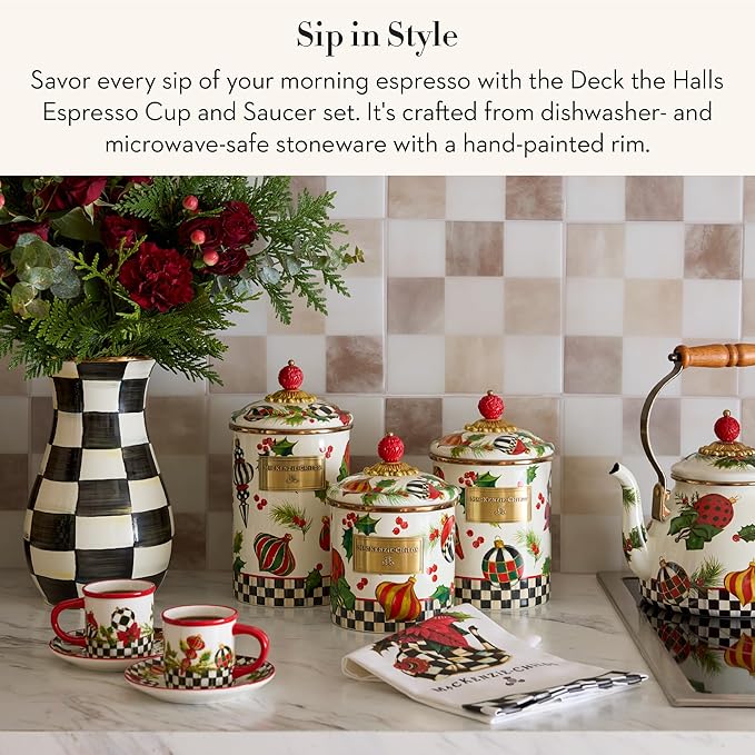 Set of 2 Stoneware Espresso Cup and Saucer, Cute Coffee Cups