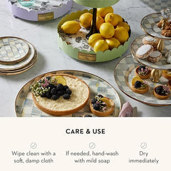 Three-Tier Sweet Stand, Three-Tiered Serving Tray for Dessert and Sweets, Gray-and-White Sterling Check