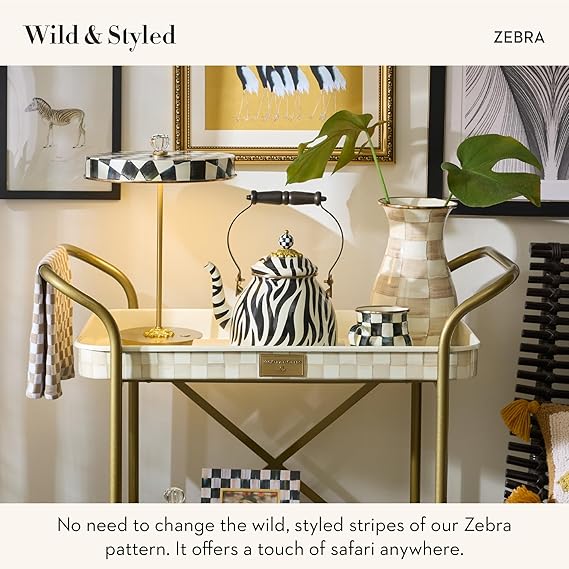 Enamel Tea Kettle, Cute Tea Kettle for Stovetop, 2 Quarts, Zebra