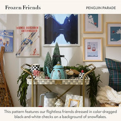 Enamel Tea Kettle, Cute Tea Kettle for Stovetop, 2 Quarts, Penguin Parade