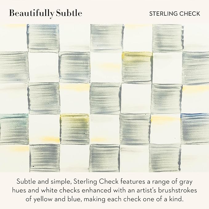 Enamel Tea Kettle, Stylish Tea Kettle for Stovetop, Grey-and-White Sterling Check, 3 Quarts