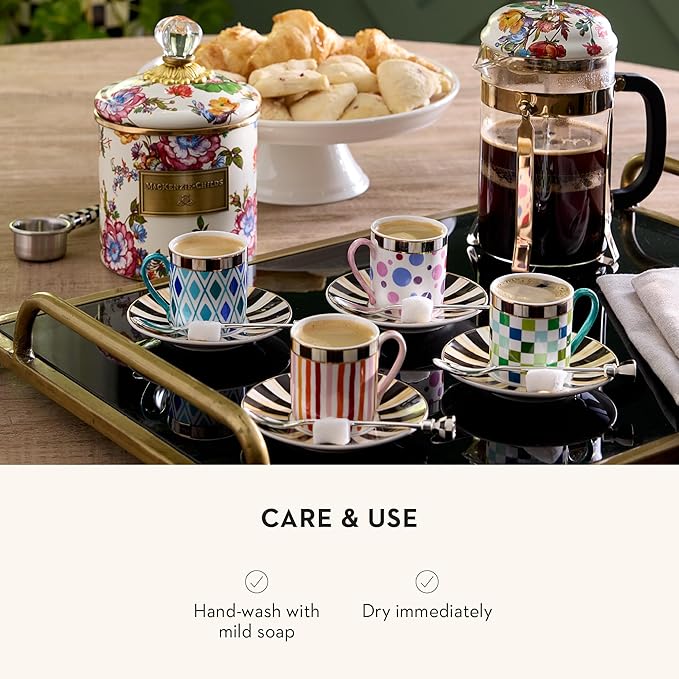 Supper Club Coffee Scoop, Cute Measuring Scoop for Coffee or Tea Leaves, Coffee-Bar Accessory, Black-and-White Courtly Check