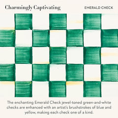 Small Enamel Canister, Kitchen Storage Container with Lid, Green-and-White Emerald Check