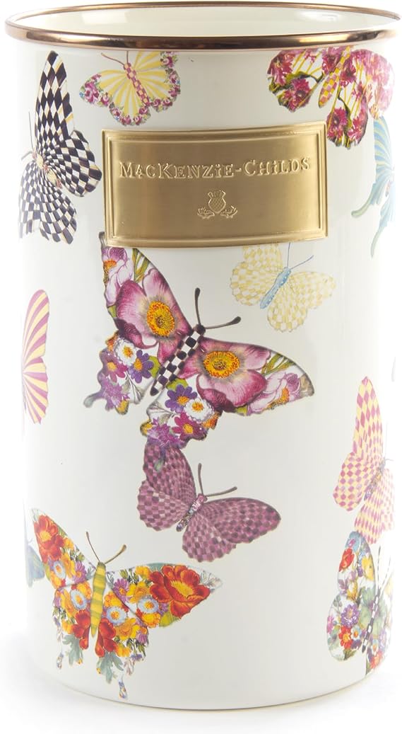 Enamel Utensil Holder, Kitchen Utensil Holder for Countertop, Storage Caddy, Butterfly Garden