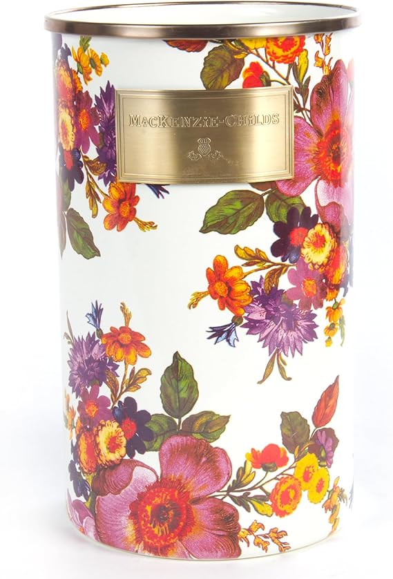 Enamel Utensil Holder, Kitchen Utensil Holder for Countertop, Storage Caddy, White Flower Market