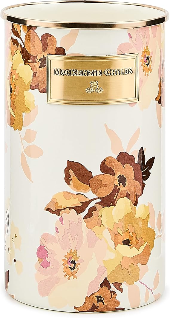 Enamel Utensil Holder, Stylish Kitchen Countertop Organizer, Wild Rose White