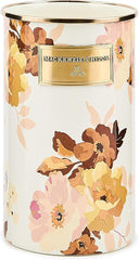 Enamel Utensil Holder, Stylish Kitchen Countertop Organizer, Wild Rose White